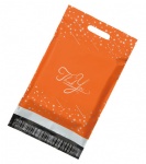 Stocks to sell orange design poly mailers with handle 10*13in waterproof 25*33cm handle red mailing bags 500pcs for shipping